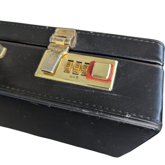 Vintage Black Leather Combo Locking Briefcase - Picture 10 of 16